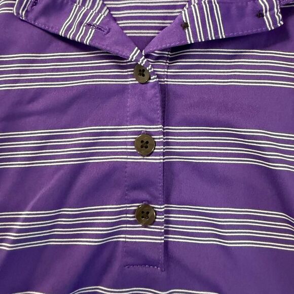 Nike Golf Tour Performance Women's M Purple Striped Dri-FIT Polo Shirt Top - Picture 6 of 8